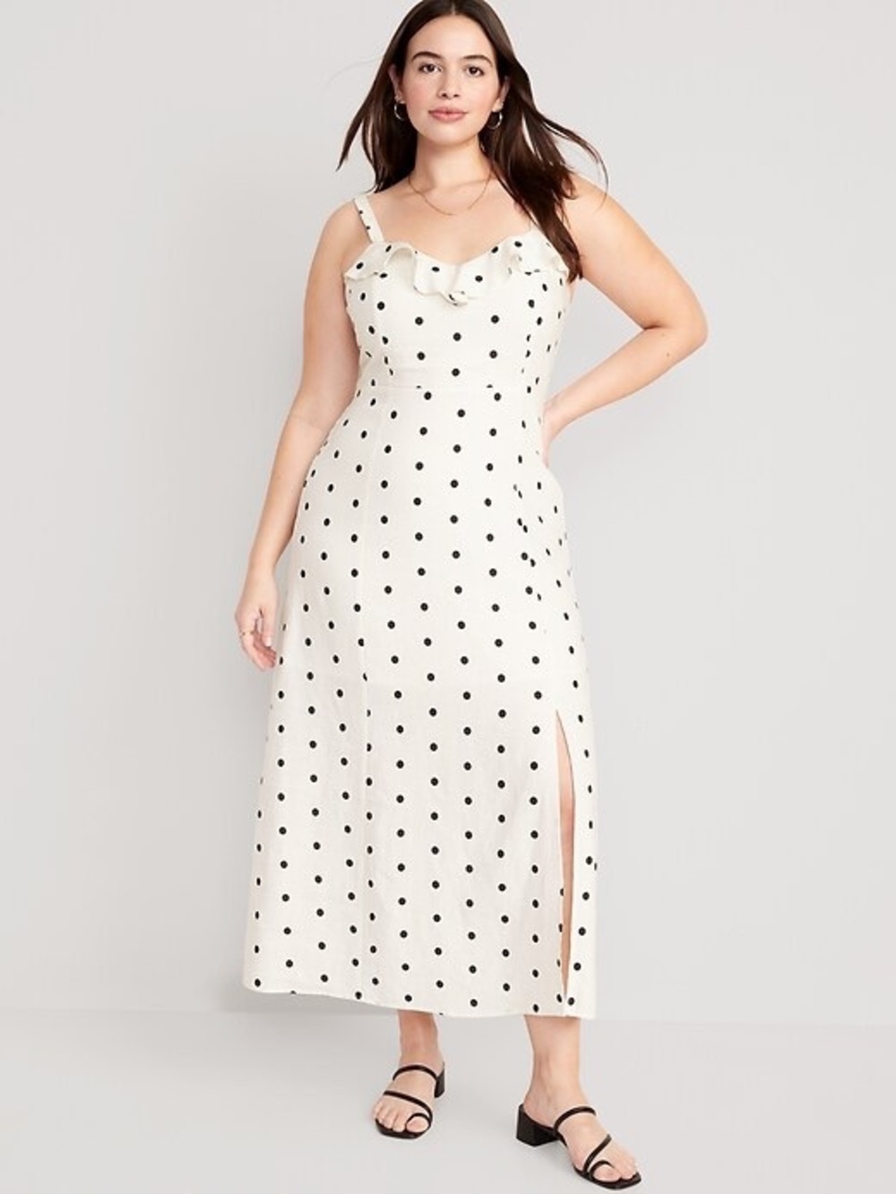 Old Navy Fit & Flare Linen-Blend Ruffle-Trimmed Maxi Cami Dress